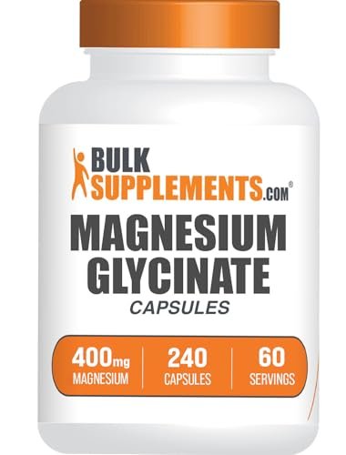 BulkSupplements.com Magnesium Glycinat Kapseln – Magnesiumpräparat, hoch bioverfügbare Form – Glutenfrei, 4 Kapseln pro Portion (400 mg), 240 Stück (1er-Pack)