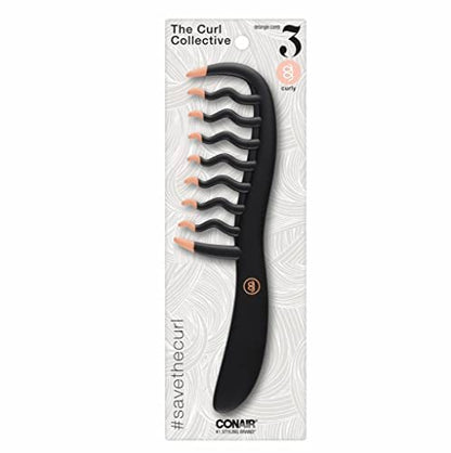 Conair Locken-Kamm Schwarz & Pink - Perfekt für welliges und lockiges Haar