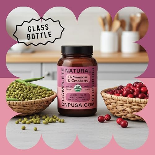 Complete Natural Products Bio D-Mannose & Cranberry Kapseln 520mg | 100 Stück | Pflanzliche Unterstützung für die Harnwege | Vegan, Non-GMO, Koscher, Glutenfrei