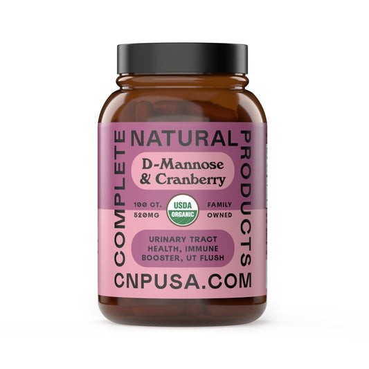 Complete Natural Products Bio D-Mannose & Cranberry Kapseln 520mg | 100 Stück | Pflanzliche Unterstützung für die Harnwege | Vegan, Non-GMO, Koscher, Glutenfrei