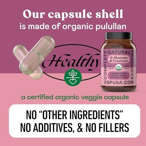 Complete Natural Products Bio D-Mannose & Cranberry Kapseln 520mg | 100 Stück | Pflanzliche Unterstützung für die Harnwege | Vegan, Non-GMO, Koscher, Glutenfrei