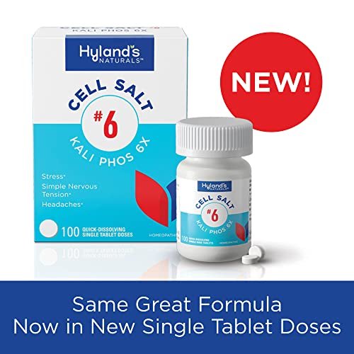 Hyland's No. 6 Cell Salt Kali Phos 6X Tabletten – Linderung von Kopfschmerzen und einfacher nervöser Anspannung, schnell lösliche Tabletten, 100 Stück