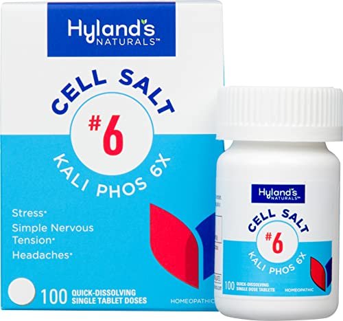 Hyland's No. 6 Cell Salt Kali Phos 6X Tabletten – Linderung von Kopfschmerzen und einfacher nervöser Anspannung, schnell lösliche Tabletten, 100 Stück