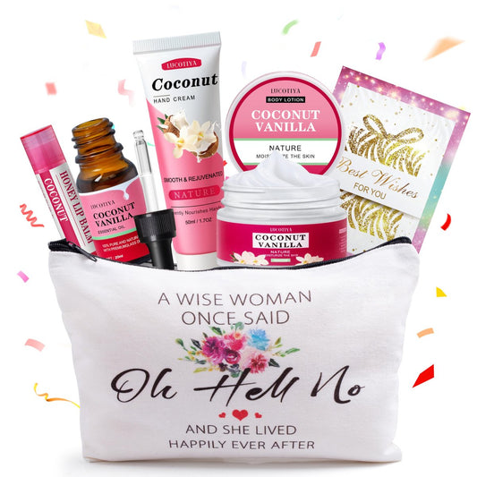 Geschenke für Frauen, Geburtstagsgeschenke, Freundschaftsgeschenke für Frauen, Reisegröße Kokosnuss-Vanille Spa-Geschenke für sie, Mama, Schwester, Freundin, einzigartige Geschenkideen-Sets für Frauen