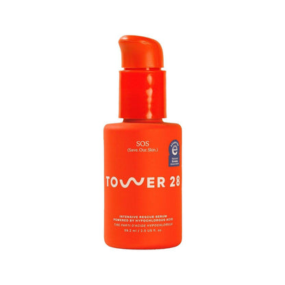 Tower 28 SOS Rescue Gesichtsserum – Beruhigendes Serum mit Hypochloriger Säure für gereizte, empfindliche Haut – Reduziert sanft Rötungen & Unreinheiten – Parfümfreie tägliche Hautpflege (60 ml)