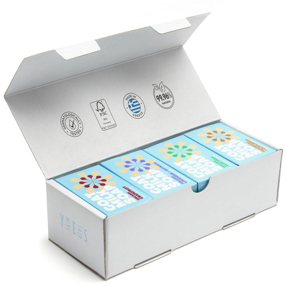 Skin Said Yes Ziegenmilchseife - 8 Riegel mit 4 einzigartigen Düften | Hergestellt in Griechenland | Natürlich, biologisch, pflegend - Ideal für empfindliche Haut
