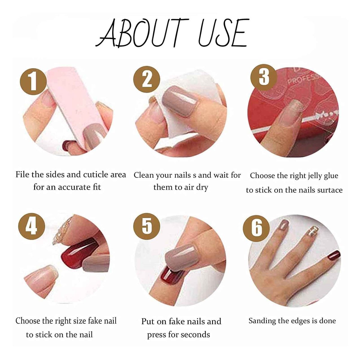 Hkanlre Sargnägel Press-On Nägel Medium Fake Nägel Sargform Jelly Full Cover Ballerina Falsche Nägel für Frauen und Mädchen 24 Stück
