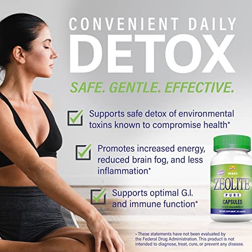 Zeolite Pure Kapseln | Zeolith Detox, Extra Stärke | Reinigung für Frauen, Männer | Aktiviertes Bio, Lebensmittelqualität Klinoptilolith Pulver 94%, 90 Kapseln (81 Gramm), 6 Wochen bis 3 Monate Vorrat