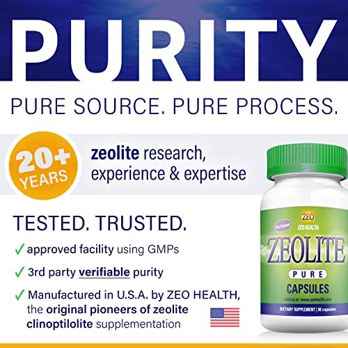 Zeolite Pure Kapseln | Zeolith Detox, Extra Stärke | Reinigung für Frauen, Männer | Aktiviertes Bio, Lebensmittelqualität Klinoptilolith Pulver 94%, 90 Kapseln (81 Gramm), 6 Wochen bis 3 Monate Vorrat