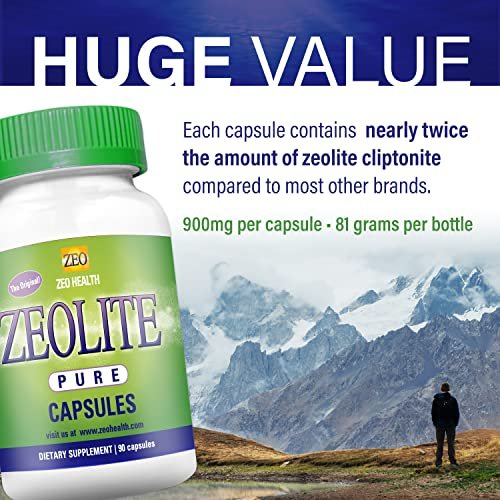 Zeolite Pure Kapseln | Zeolith Detox, Extra Stärke | Reinigung für Frauen, Männer | Aktiviertes Bio, Lebensmittelqualität Klinoptilolith Pulver 94%, 90 Kapseln (81 Gramm), 6 Wochen bis 3 Monate Vorrat