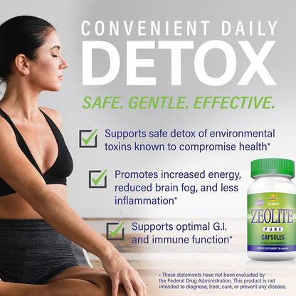 Zeolite Pure Kapseln | Zeolith Detox, Extra Stärke | Reinigung für Frauen, Männer | Aktiviertes Bio, Lebensmittelqualität Klinoptilolith Pulver 94%, 90 Kapseln (81 Gramm), 6 Wochen bis 3 Monate Vorrat