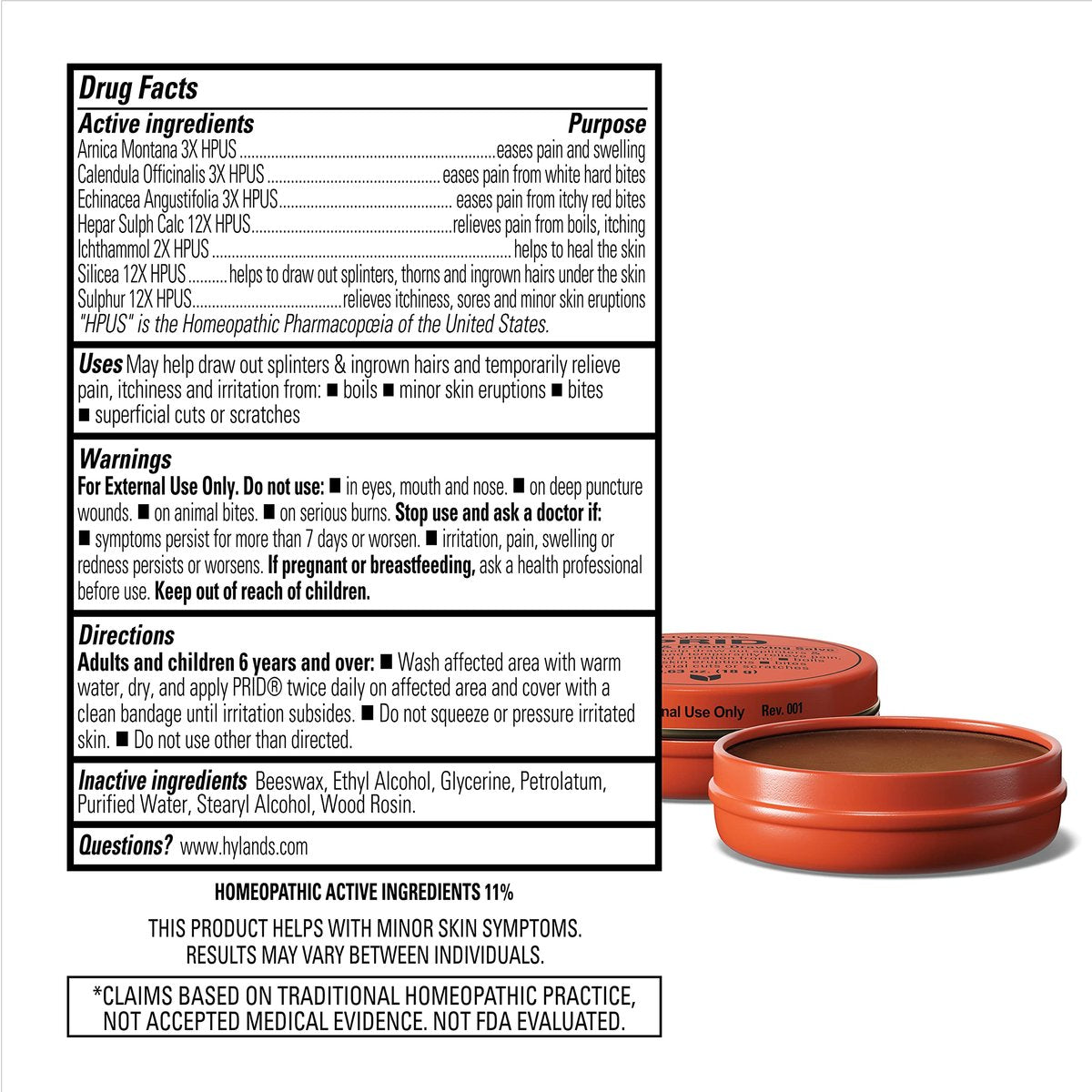 PRID Zugsalbe von Hyland's Naturals (2er-Pack) – Natürliche Unterstützung bei Hautirritationen