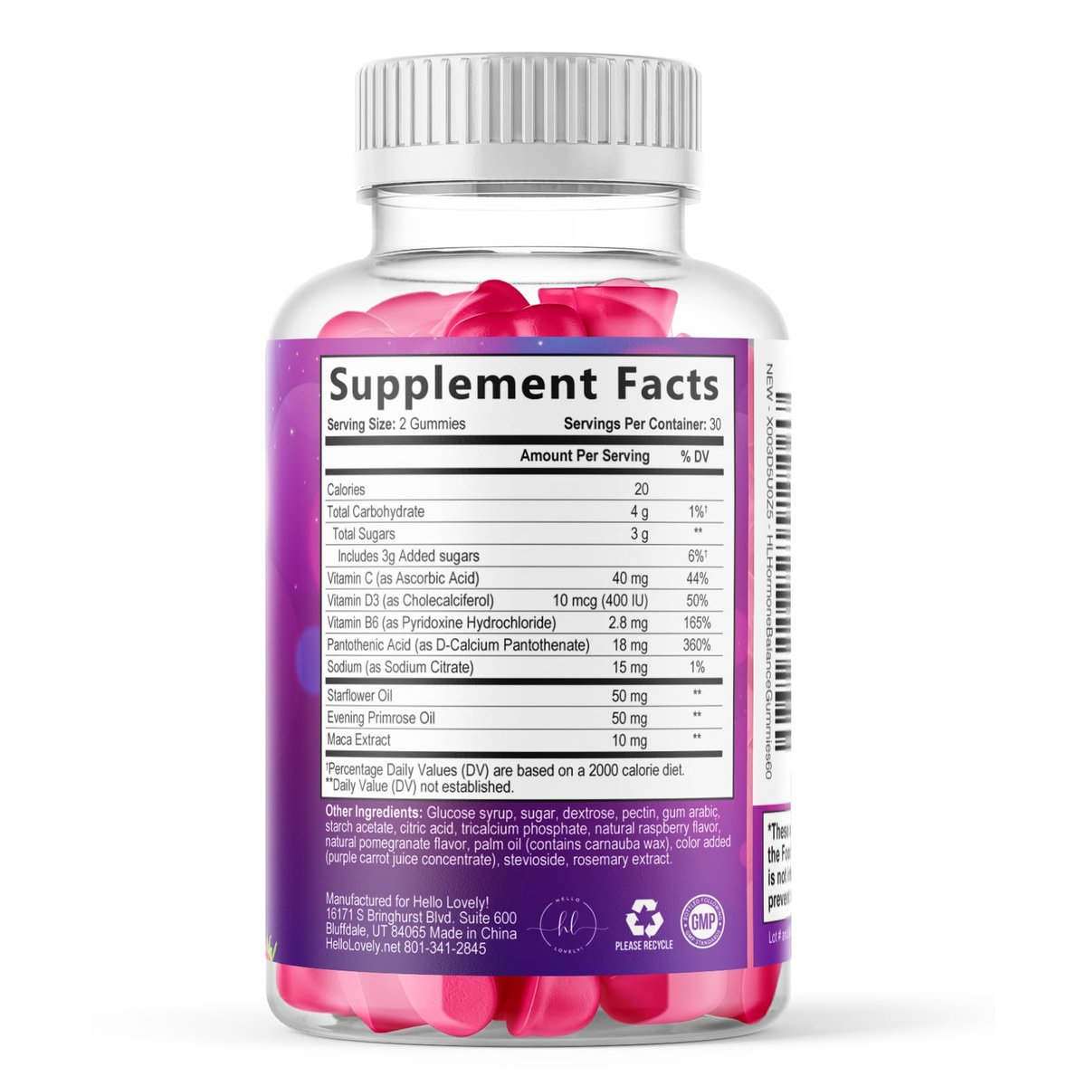 Hello Lovely! Menopause Gummis für Frauen – Natürliche Unterstützung bei Hitzewallungen, Nachtschweiß & Hormonbalance – 60 Gummis