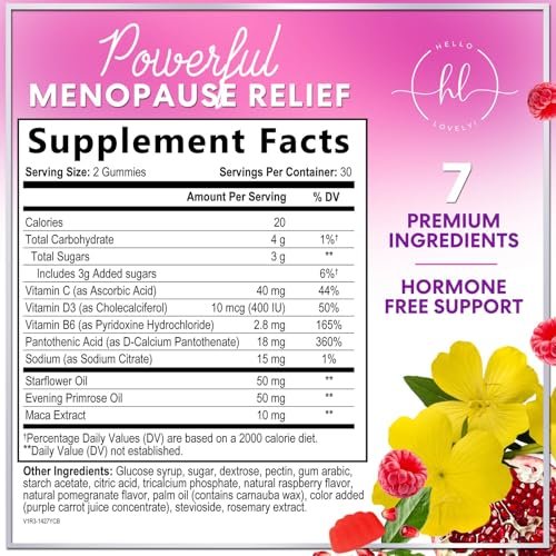 Hello Lovely! Menopause Gummis für Frauen – Natürliche Unterstützung bei Hitzewallungen, Nachtschweiß & Hormonbalance – 60 Gummis