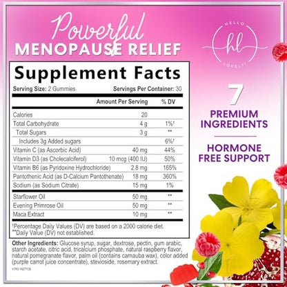 Hello Lovely! Menopause Gummis für Frauen – Natürliche Unterstützung bei Hitzewallungen, Nachtschweiß & Hormonbalance – 60 Gummis