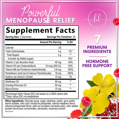 Hello Lovely! Menopause Gummis für Frauen – Natürliche Unterstützung bei Hitzewallungen, Nachtschweiß & Hormonbalance – 60 Gummis
