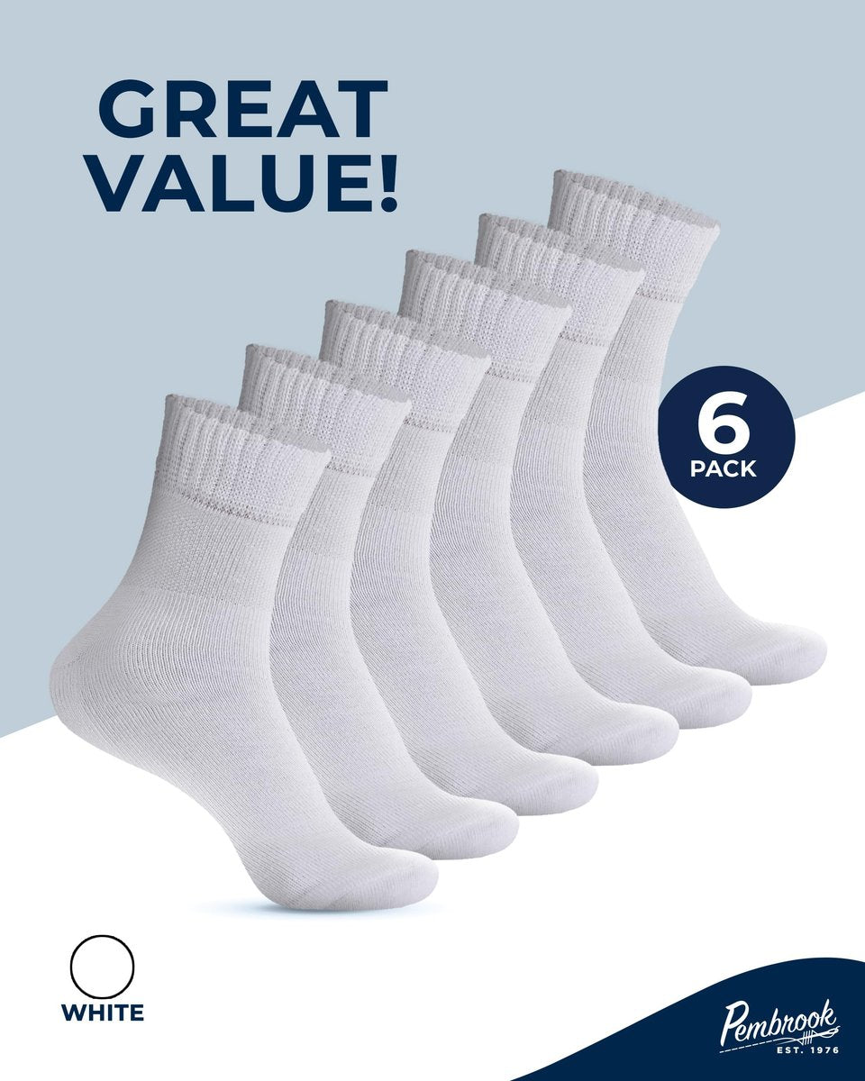 Pembrook Bambus-Viskose Diabetikersocken - 6 Paar Knöchelsocken für Damen & Herren, geschwollene Füße & Neuropathie | Nicht einschnürend