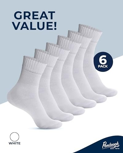 Pembrook Bambus-Viskose Diabetikersocken - 6 Paar Knöchelsocken für Damen & Herren, geschwollene Füße & Neuropathie | Nicht einschnürend