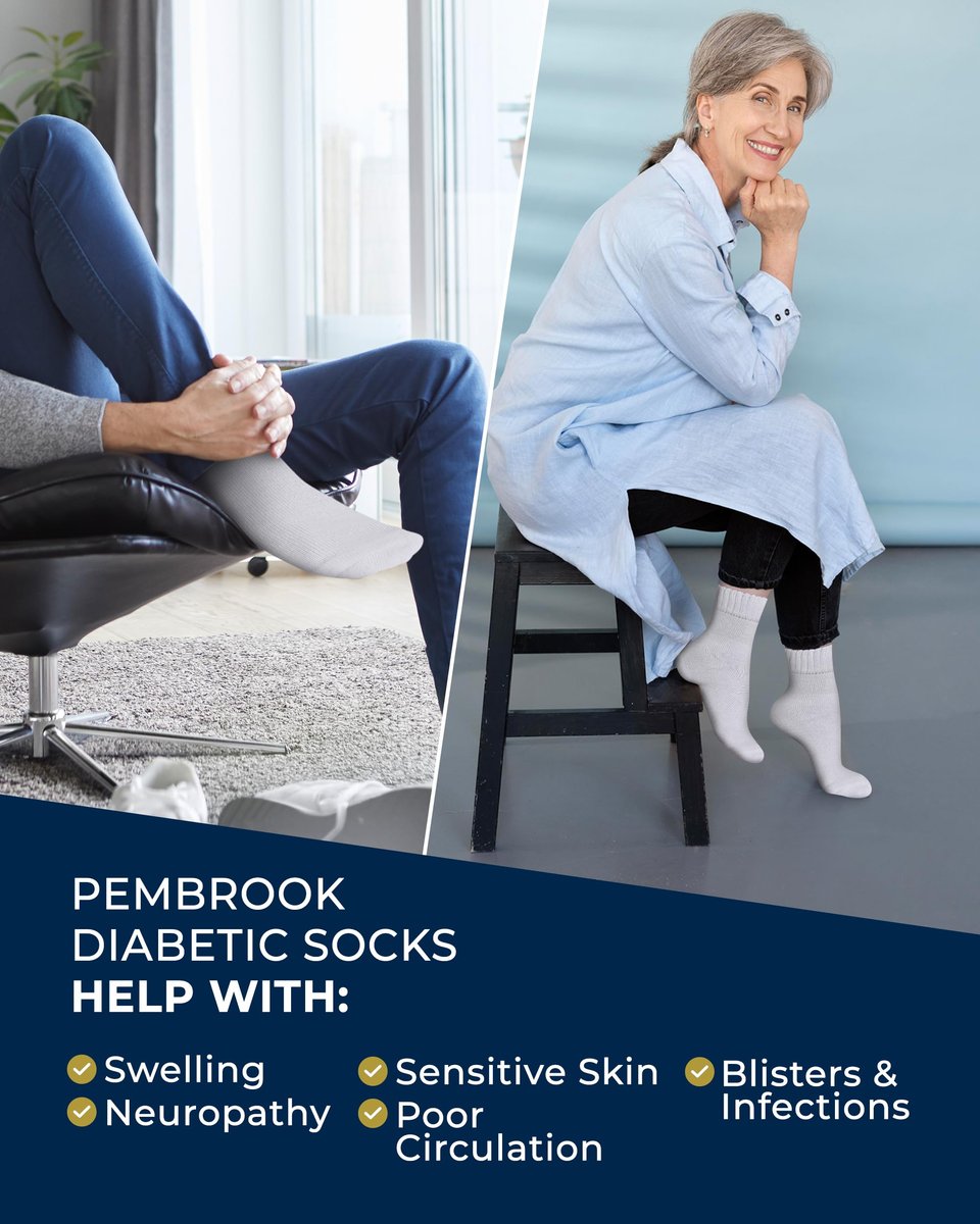 Pembrook Bambus-Viskose Diabetikersocken - 6 Paar Knöchelsocken für Damen & Herren, geschwollene Füße & Neuropathie | Nicht einschnürend