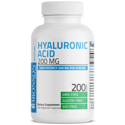 Bronson Hyaluronsäure 200 mg – Hochdosiert für Gelenke & Haut, Non-GMO, 200 Kapseln