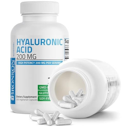 Bronson Hyaluronsäure 200 mg – Hochdosiert für Gelenke & Haut, Non-GMO, 200 Kapseln