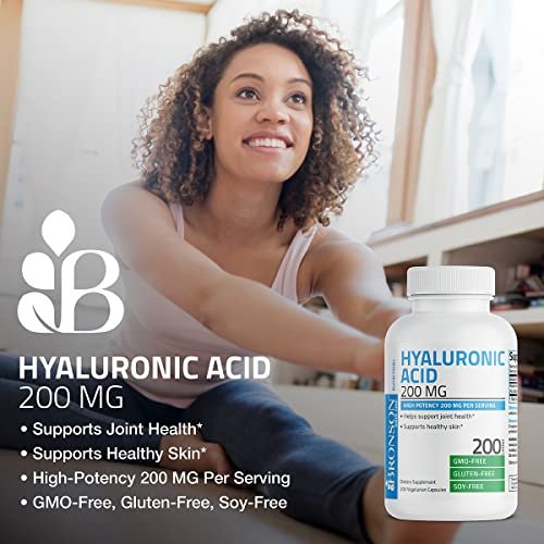 Bronson Hyaluronsäure 200 mg – Hochdosiert für Gelenke & Haut, Non-GMO, 200 Kapseln