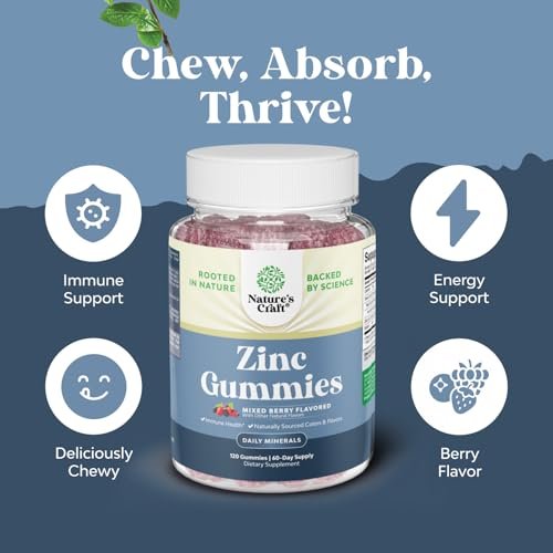 Extra Stark Zink Gummis für Erwachsene - Kaubare Zinkpräparate für Frauen & Männer für Energie & Immununterstützung - Vitamine & Mineralstoffe - 120 Stück
