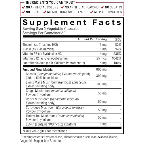 Force Factor Forebrain Focus Brain Booster – Nootropikum für Konzentration, Gedächtnis und Produktivität, 60 Kapseln