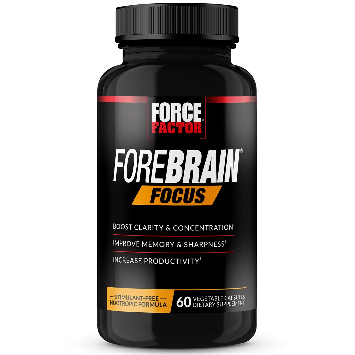 Force Factor Forebrain Focus Brain Booster – Nootropikum für Konzentration, Gedächtnis und Produktivität, 60 Kapseln