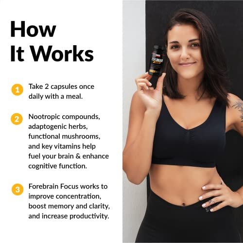 Force Factor Forebrain Focus Brain Booster – Nootropikum für Konzentration, Gedächtnis und Produktivität, 60 Kapseln