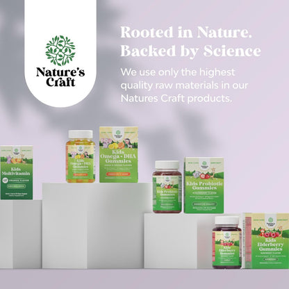 Natures Craft Kinder Immunitäts-Gummibärchen - Vitamin C, Zink und Echinacea für Kinder - Vegan, glutenfrei, gelatinefrei - 60 Stück