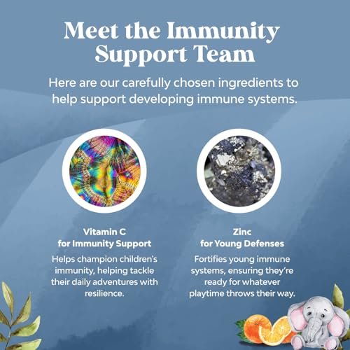 Natures Craft Kinder Immunitäts-Gummibärchen - Vitamin C, Zink und Echinacea für Kinder - Vegan, glutenfrei, gelatinefrei - 60 Stück