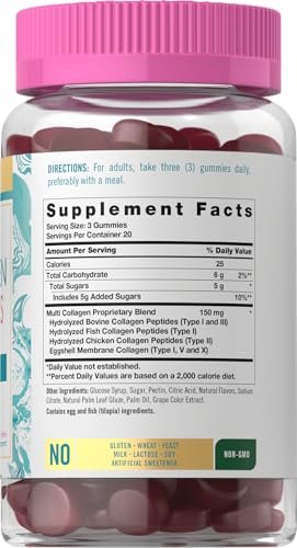 Carlyle Kollagen-Peptid-Gummibärchen | 60 Stück | Multi-Kollagen-Komplex | Schönheitsformel | Geschmack: Mischbeere | Non-GMO, Glutenfrei