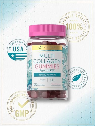 Carlyle Kollagen-Peptid-Gummibärchen | 60 Stück | Multi-Kollagen-Komplex | Schönheitsformel | Geschmack: Mischbeere | Non-GMO, Glutenfrei