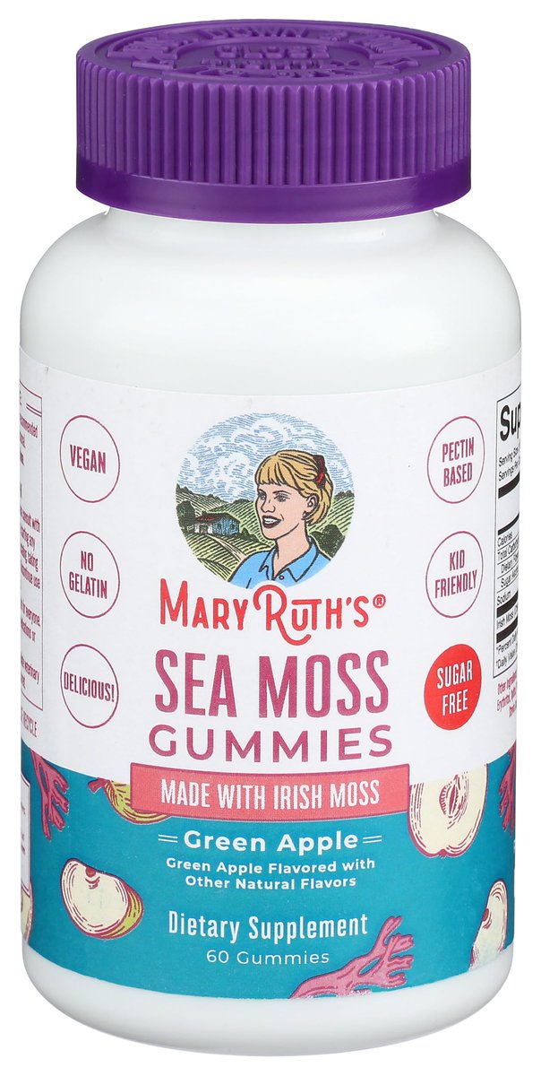 MaryRuth Organics Zuckerfreie Gummibärchen mit Irischem Moos – Für Darmgesundheit & Immunsystem – Vegan, Non-GMO, Glutenfrei – Für Erwachsene & Kinder ab 4 Jahren – 60 Stück