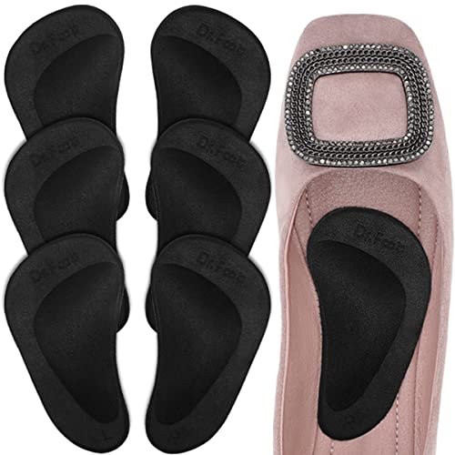 Dr. Foot's Fußgewölbe-Stützeinlagen für Plattfüße, Gel-Bogenstützen für Plantarfasziitis, Klebende Fußgewölbepolster zur Druckentlastung und Schmerzlinderung - 3 Paar (Schwarz, 3er-Pack)
