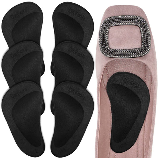 Dr. Foot's Fußgewölbe-Stützeinlagen für Plattfüße, Gel-Bogenstützen für Plantarfasziitis, Klebende Fußgewölbepolster zur Druckentlastung und Schmerzlinderung - 3 Paar (Schwarz, 3er-Pack)