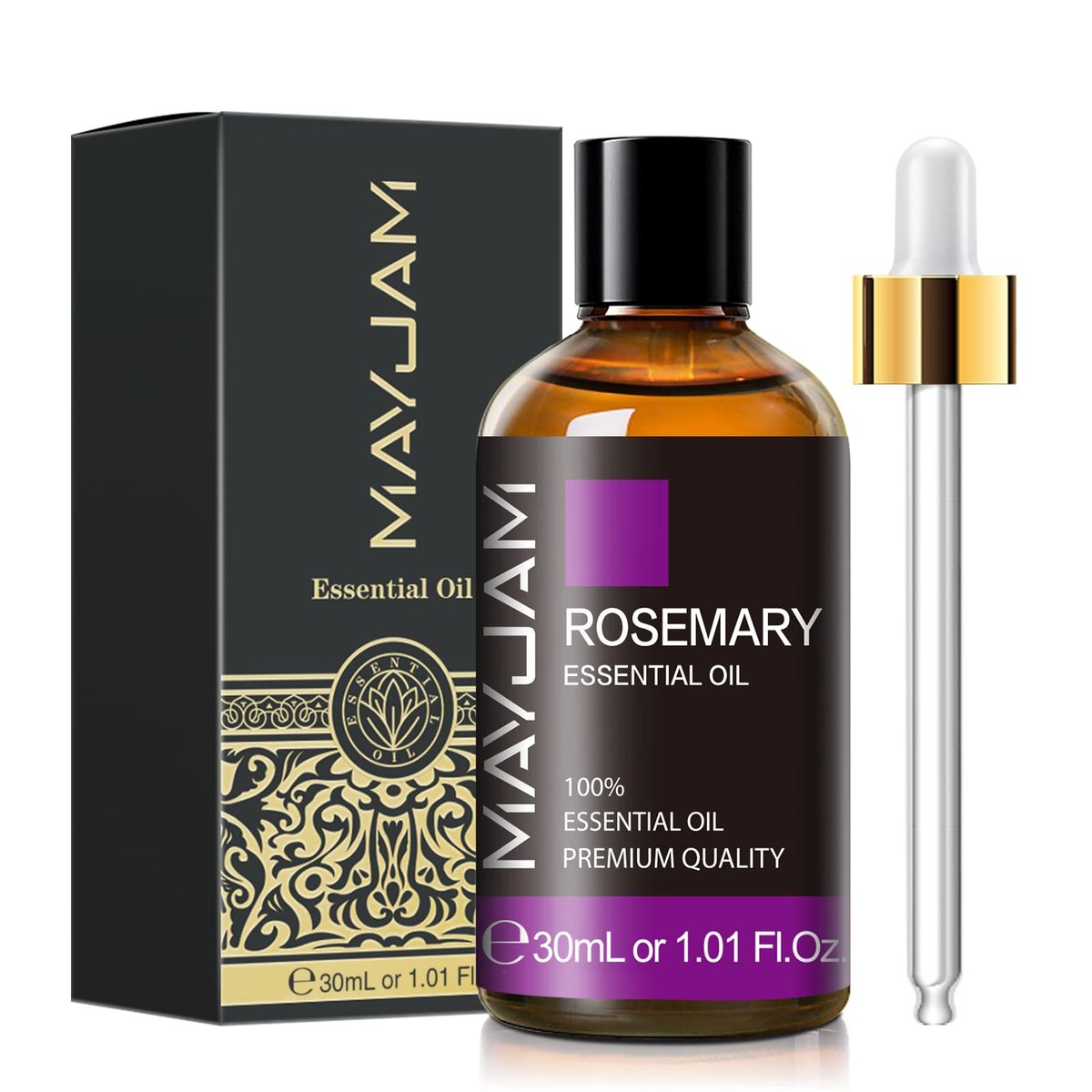 Rosmarin ätherisches Öl 30 ml / 1,01 Fl.oz – MAYJAM Premium Rosmarinöl mit Glaspipette, ideal für Aromatherapie-Diffuser und Kerzenherstellung