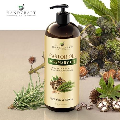 Handcraft Blends Rizinusöl mit Rosmarinöl 8 Fl Oz | 100% rein und natürlich | Premium Trägeröl für Haar, Wimpern und Augenbrauen | Haar und Körper