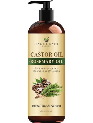 Handcraft Blends Rizinusöl mit Rosmarinöl 8 Fl Oz | 100% rein und natürlich | Premium Trägeröl für Haar, Wimpern und Augenbrauen | Haar und Körper