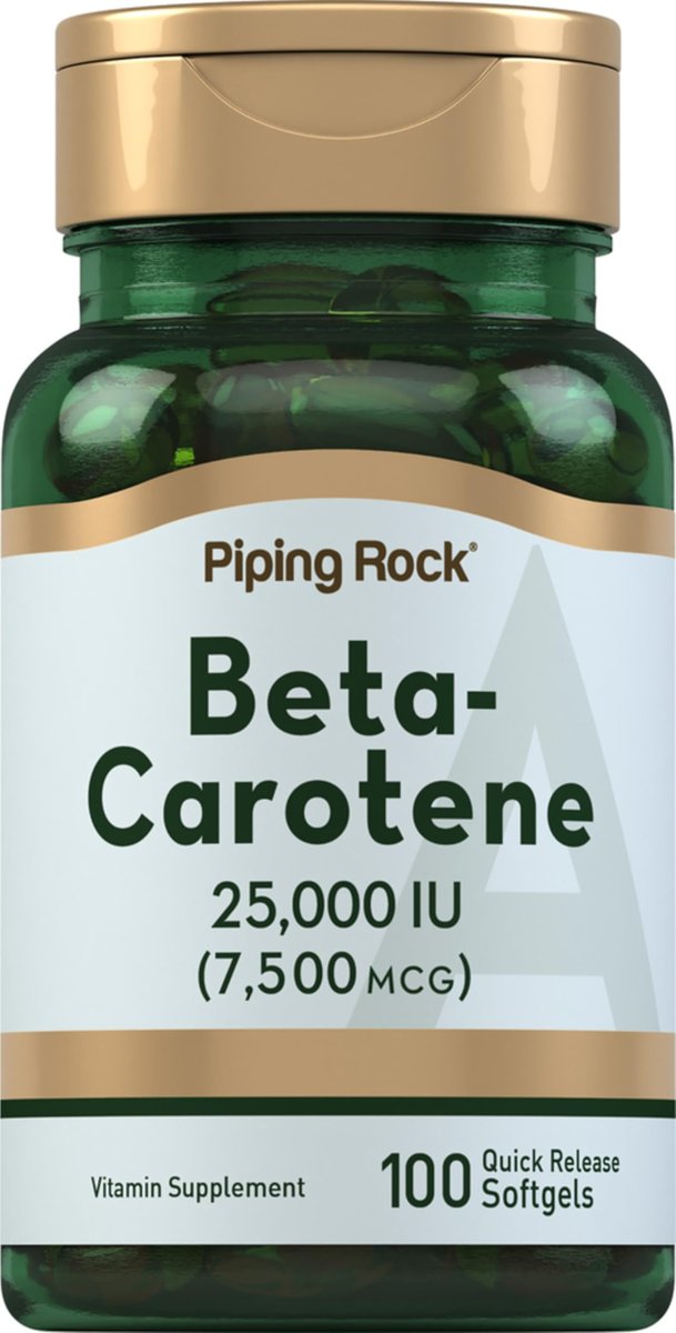 Piping Rock Beta-Carotin 25000 IE Weichkapseln | 7500 mcg | 100 Stück | Vitamin-A-Präparat | Nicht-GVO, Glutenfrei