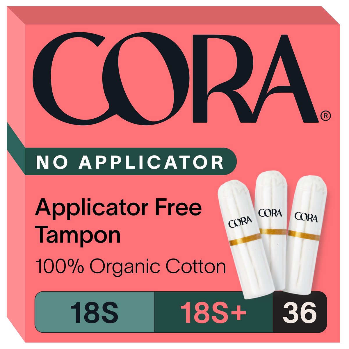 Cora Bio-Baumwoll-Tampons ohne Applikator Multipack (18 Super, 18 Super Plus)