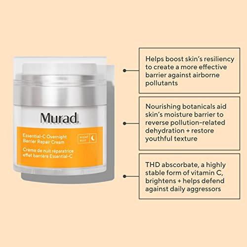 Murad Essential-C Overnight Barrier Repair Cream – Vitamin C Nachtcreme mit Anti-Pollution-Effekt für reparierte, glattere Haut – 50 ml