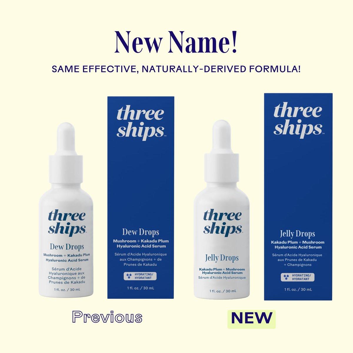 Three Ships Jelly Drops Kakadu Plum + Mushroom Hyaluronic Acid Serum | Feuchtigkeitsspendend, regenerierend, polsternd | 30 ml