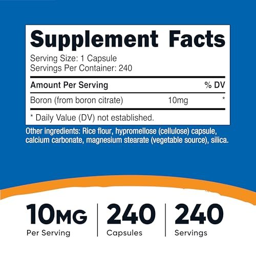 Nutricost Boron Kapseln 10mg, 240 Vegane Kapseln, Glutenfrei und Nicht-GVO
