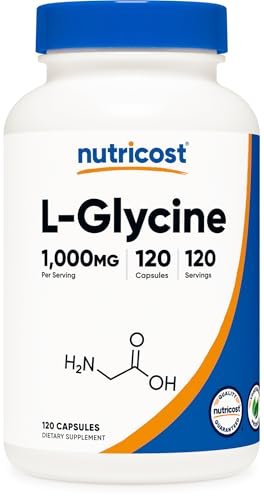 Nutricost L-Glycin 1000mg, 120 Kapseln, Vegetarisch, Nicht-GVO & Glutenfrei