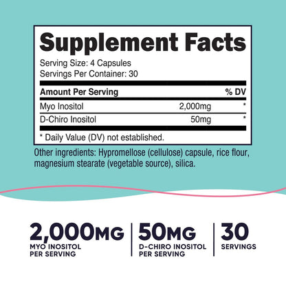 Nutricost Myo-Inositol & D-Chiro-Inositol für Frauen 2000mg, 120 Kapseln, 2000mg Myo & 50mg D-Chiro pro Portion, 30 Portionen, Vegetarierfreundlich, Non-GMO & Glutenfrei