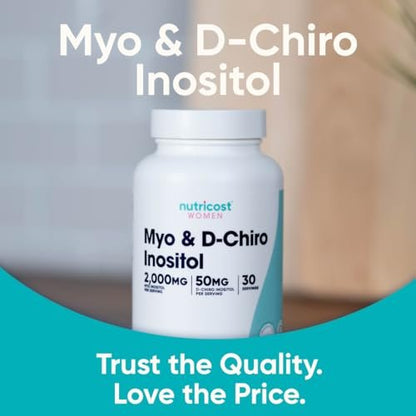 Nutricost Myo-Inositol & D-Chiro-Inositol für Frauen 2000mg, 120 Kapseln, 2000mg Myo & 50mg D-Chiro pro Portion, 30 Portionen, Vegetarierfreundlich, Non-GMO & Glutenfrei