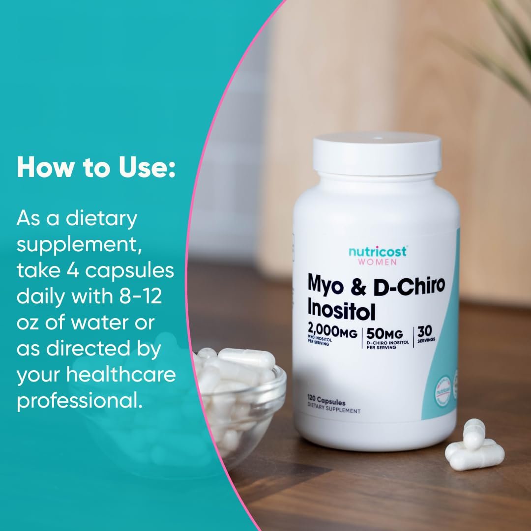 Nutricost Myo-Inositol & D-Chiro-Inositol für Frauen 2000mg, 120 Kapseln, 2000mg Myo & 50mg D-Chiro pro Portion, 30 Portionen, Vegetarierfreundlich, Non-GMO & Glutenfrei