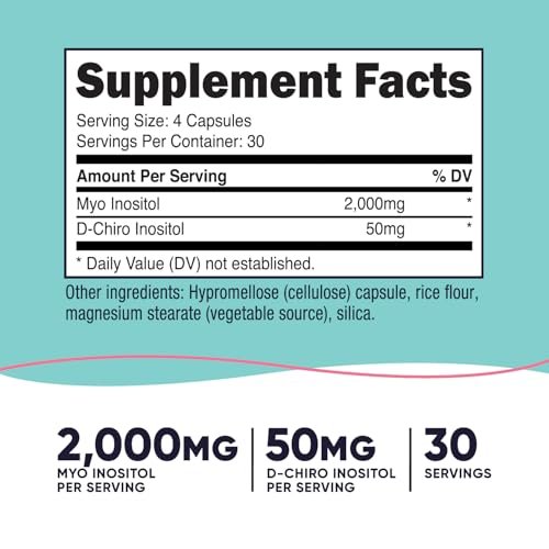 Nutricost Myo-Inositol & D-Chiro-Inositol für Frauen 2000mg, 120 Kapseln, 2000mg Myo & 50mg D-Chiro pro Portion, 30 Portionen, Vegetarierfreundlich, Non-GMO & Glutenfrei